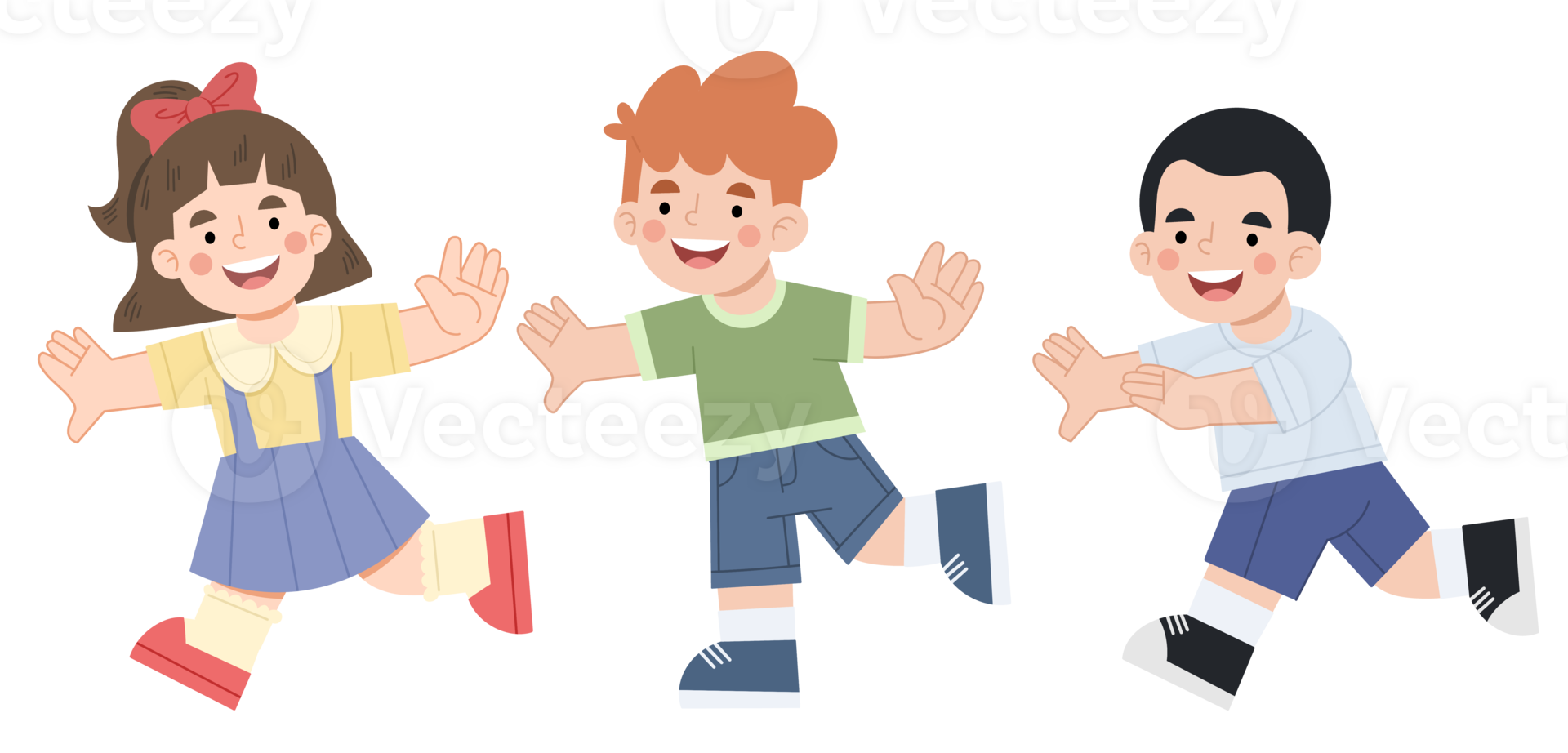 Happy children friends cartoon illustration png