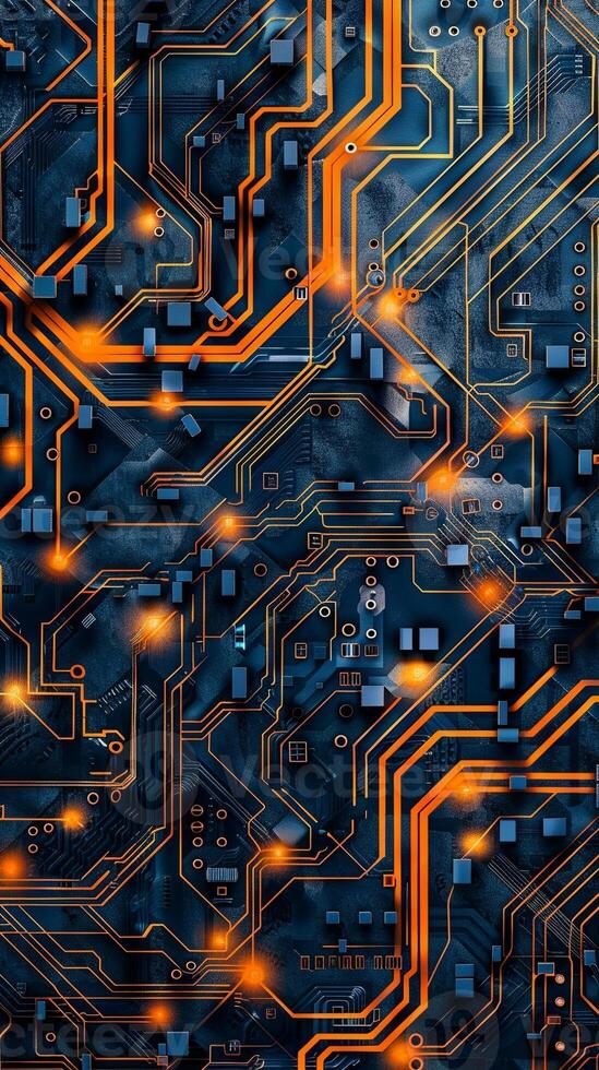 IC circuit board flow design concept. photo