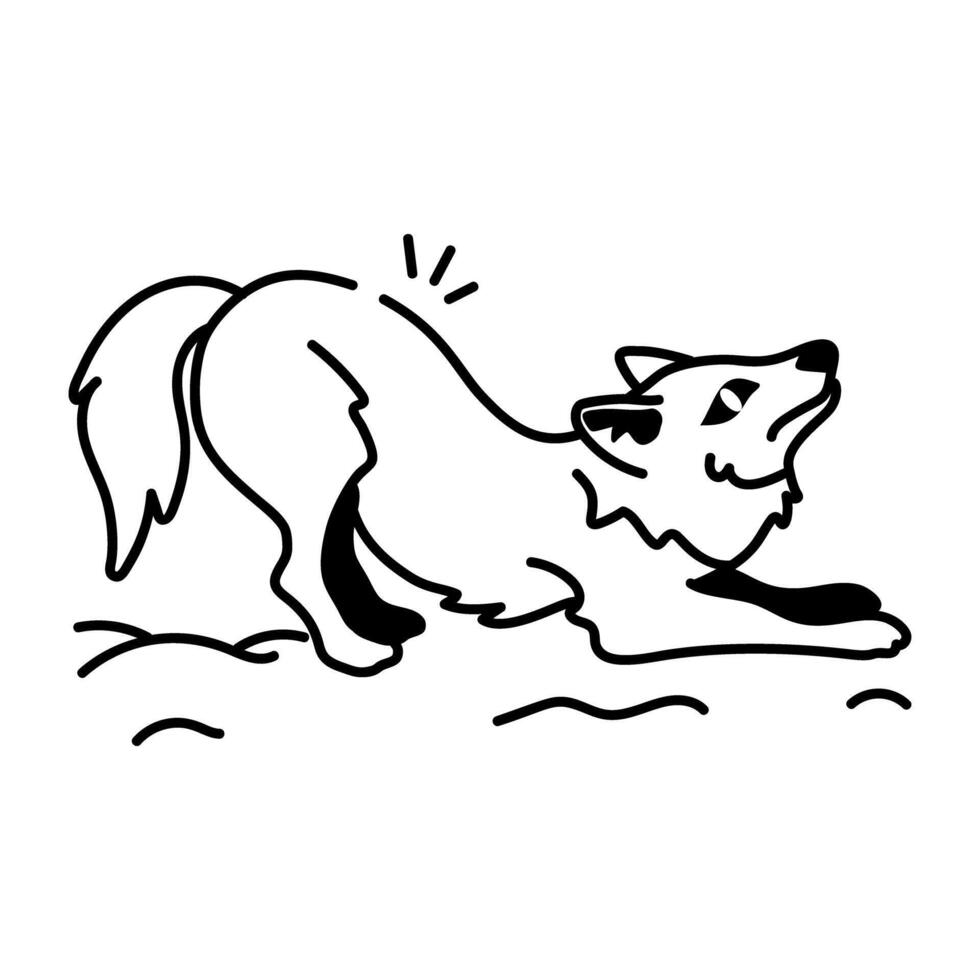 A hand drawn icon of wolf character vector