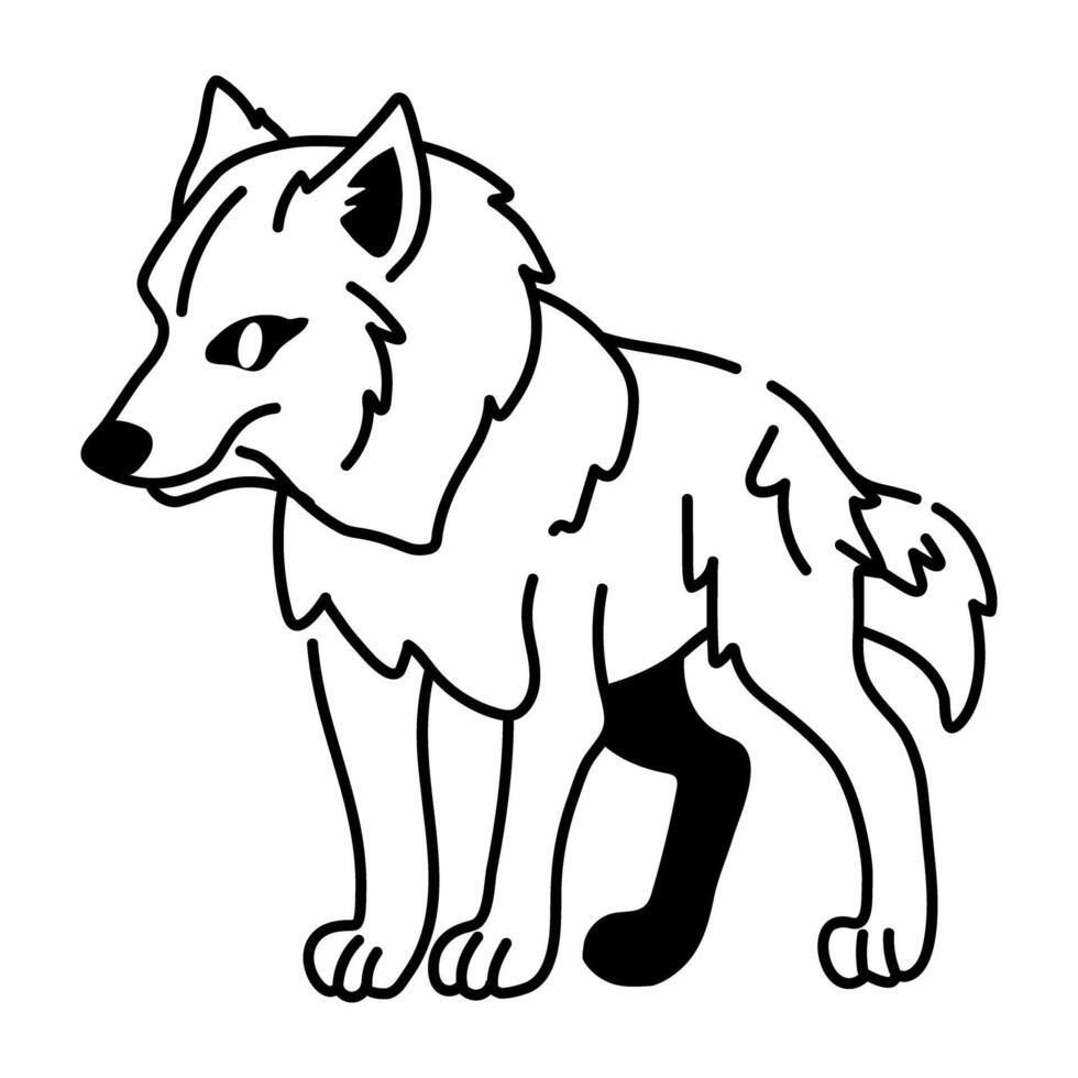 A hand drawn icon of wolf character vector