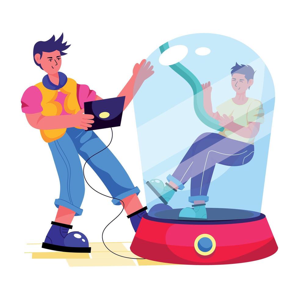 Person using cryonics technology, flat style illustration vector