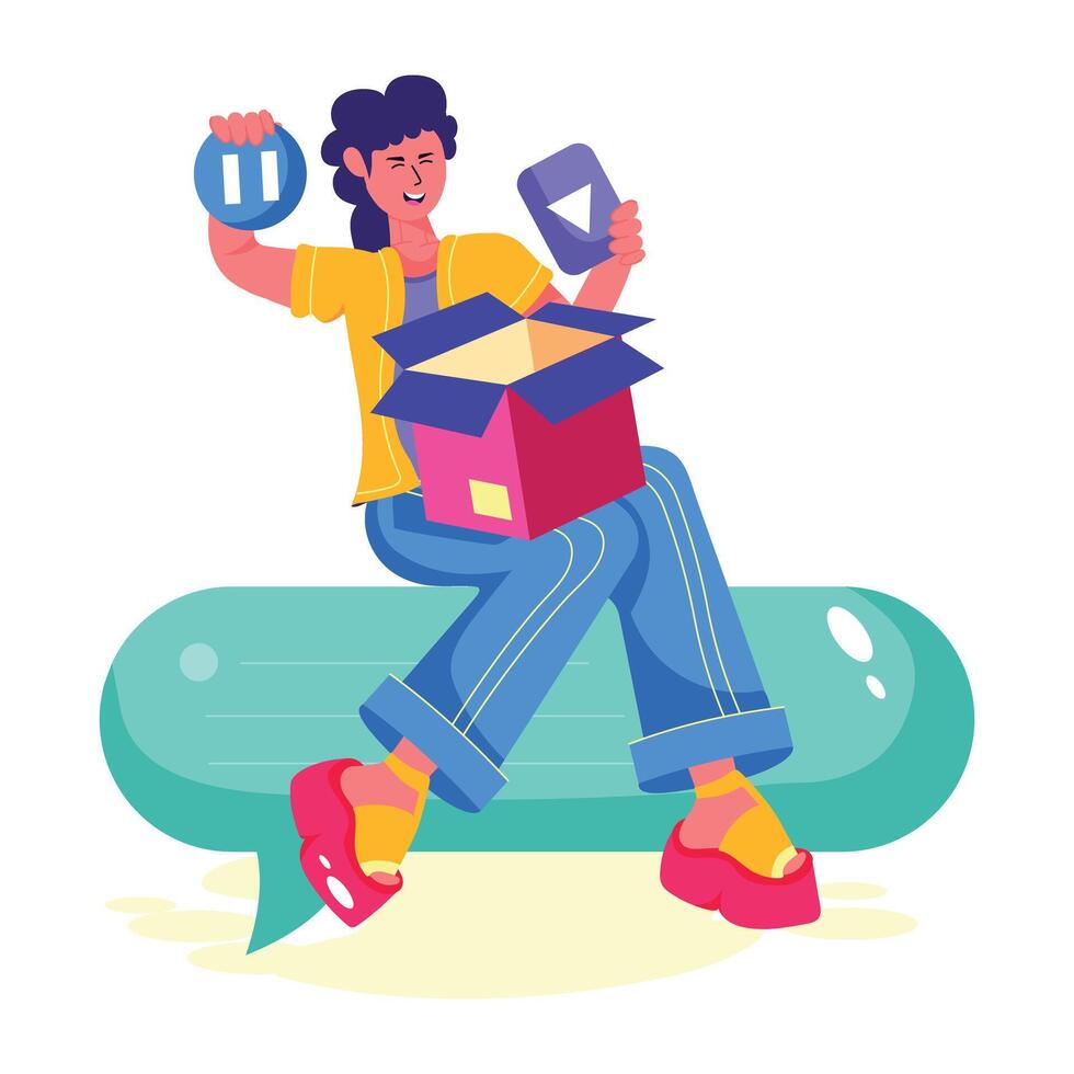 A flat style illustration of influencer vector