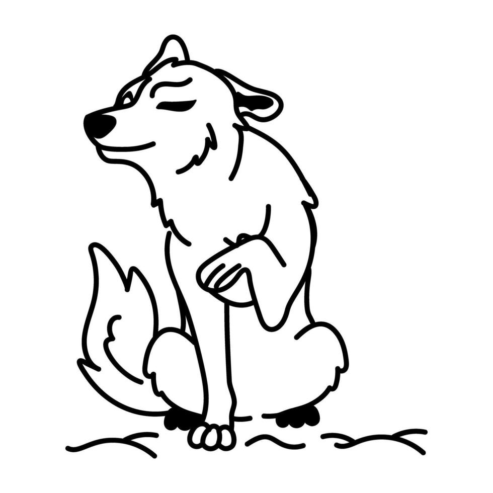 A hand drawn icon of standing wolf vector