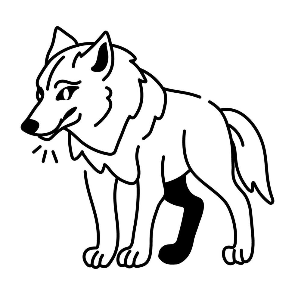 A hand drawn icon of standing wolf vector