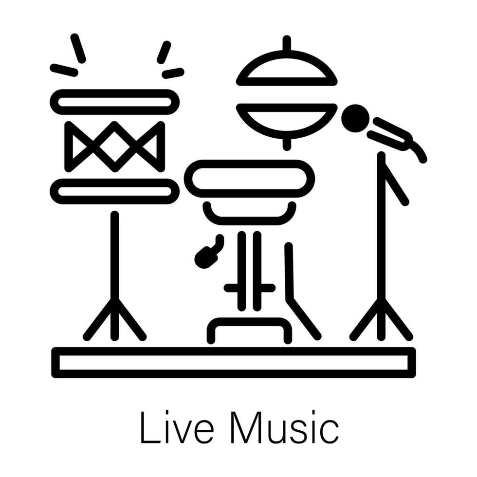 A linear icon of live music concert vector