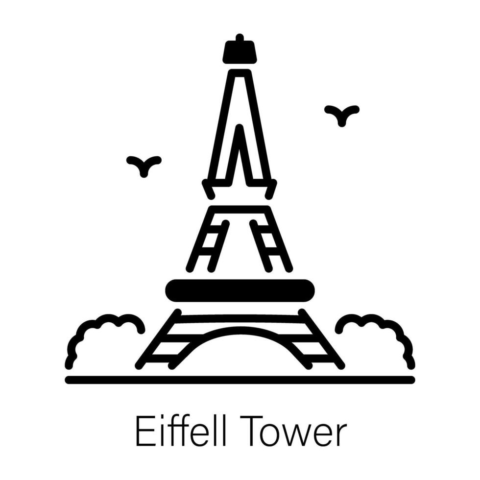 A line style icon of the beautiful eiffel tower vector