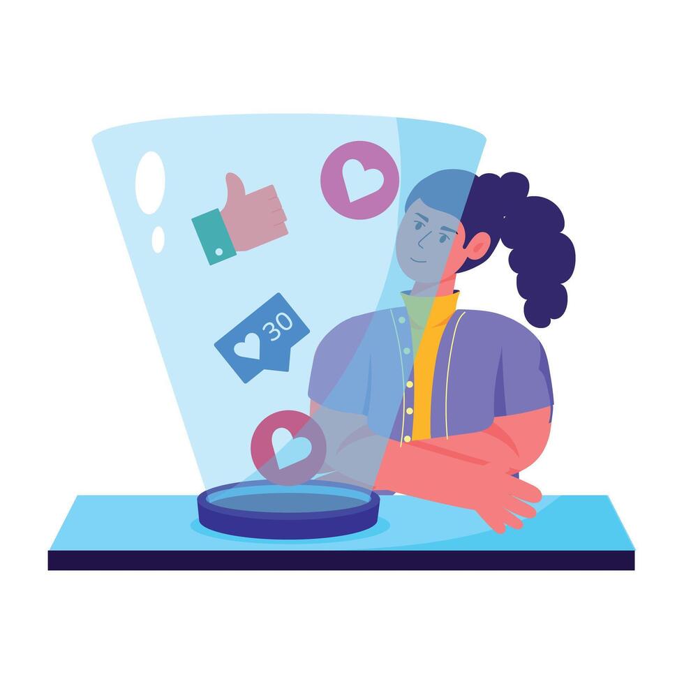 Flat illustration of media hologram technology vector