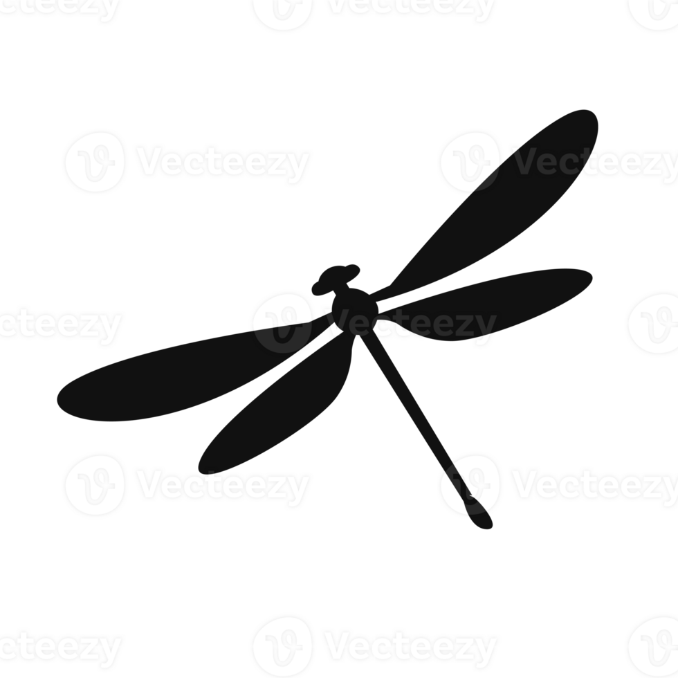 Dragonfly silhouette isolated, fly insects icon, transparent background png