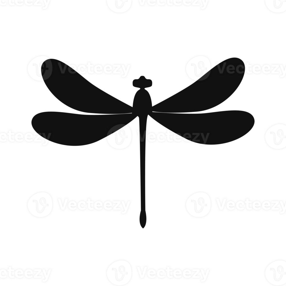 Dragonfly silhouette, isolated, fly insects icon, transparent background png