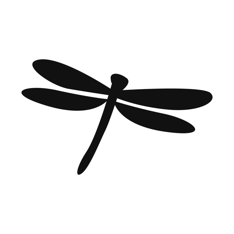 Dragonfly silhouette isolated, fly insects icon, transparent background png
