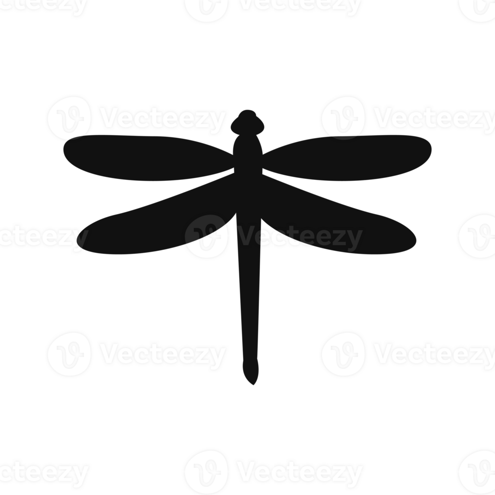 Dragonfly silhouette isolated, fly insects icon, transparent background png