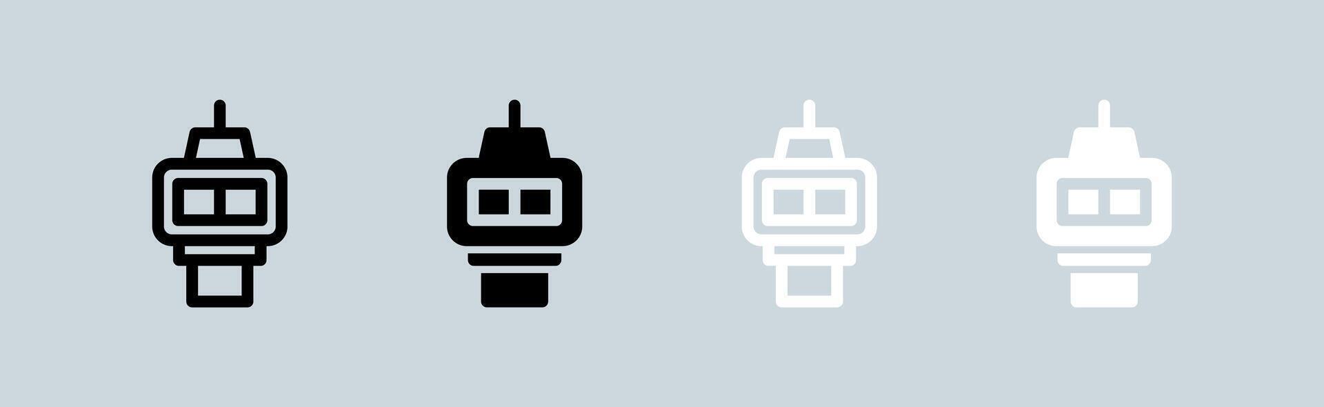 Control icon set in black and white. Terminal signs illustration. vector