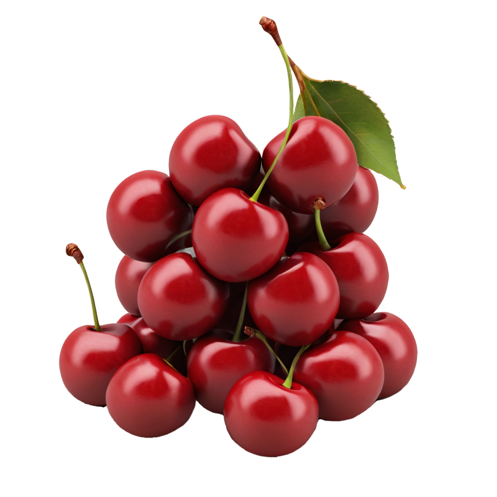 Red cherry, isolated on transparent background cutout png