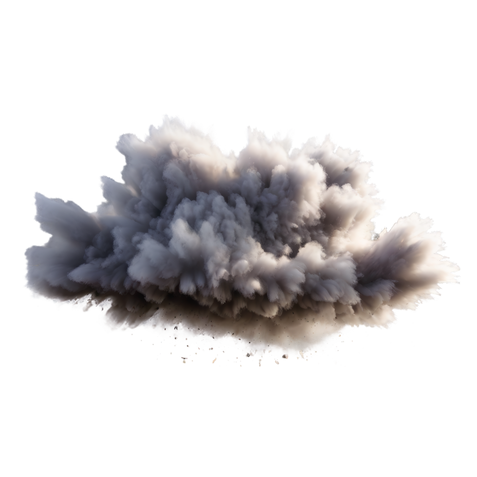 cloudy dust ground explosion on transparent background. png