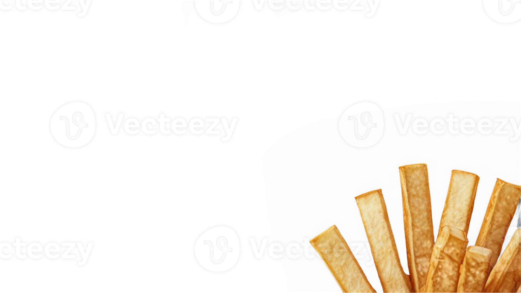 French fries or potato fries with salt taste isolated on transparent background png