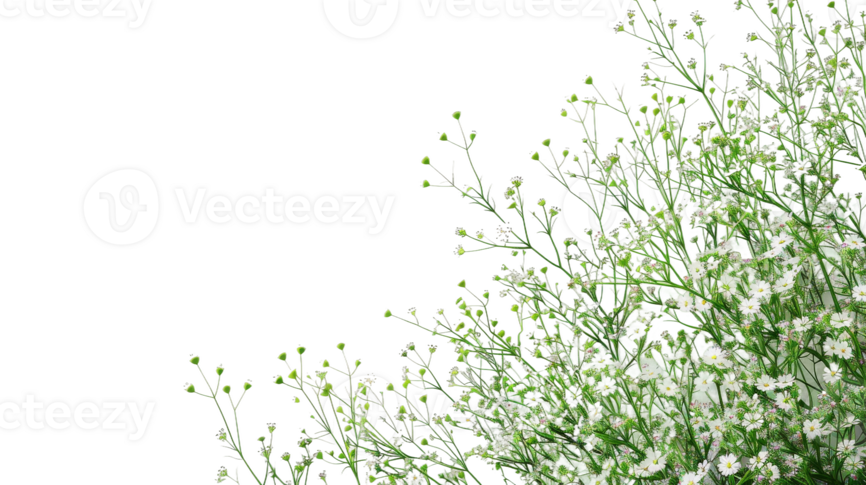 Tranquil Plant with Blooming Flowers on the transparent background, Format png