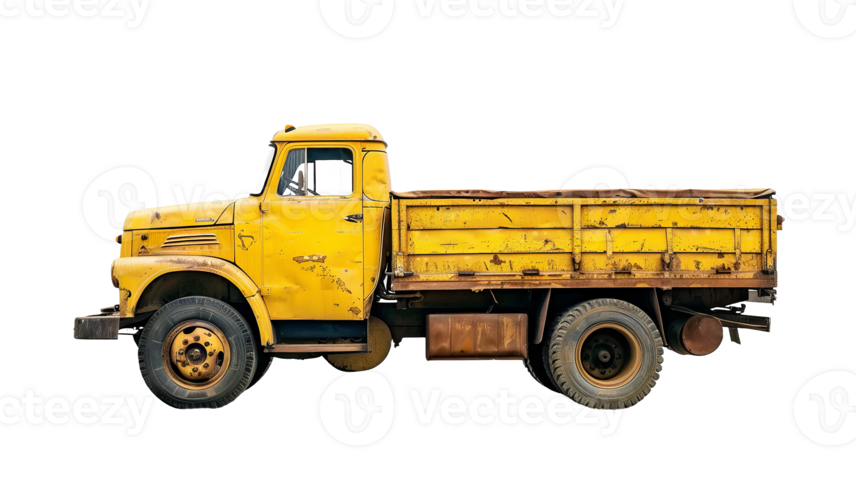 Dynamic Side View of Yellow Truck on the transparent background, Format png