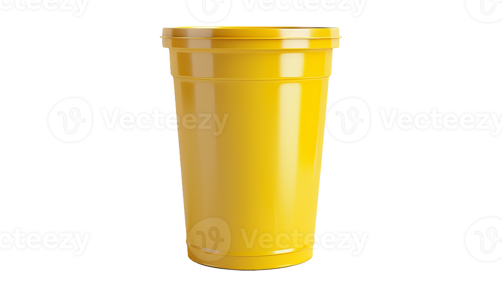 Yellow plastic cup on the transparent background, Format png