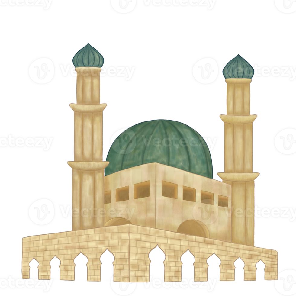 Vintage Masjid Illustration Painting png