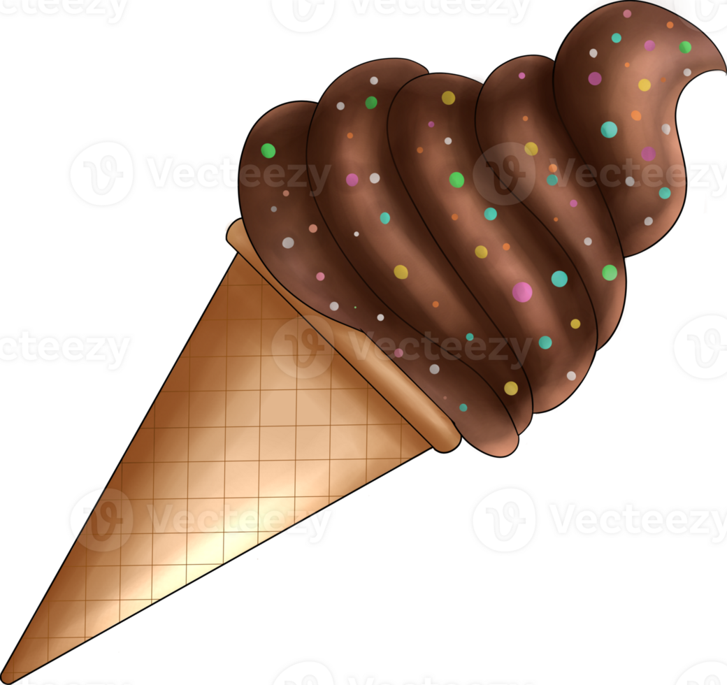 Chocolate Cone Ice Cream Illustration png