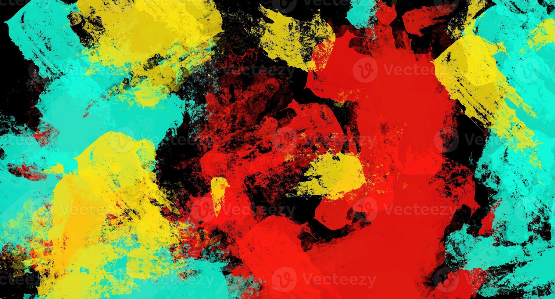 The grunge punk effect of green,yellow, orange oil paint strokes is highlighted on a black background, a tight contour photo