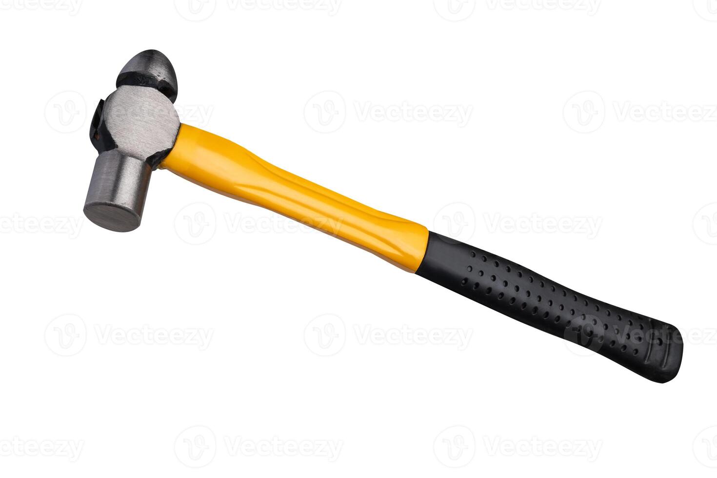 hammer with fiberglass handle isolated on white background , hammer is a hand tool to hit nails into a piece of wood or a wall photo