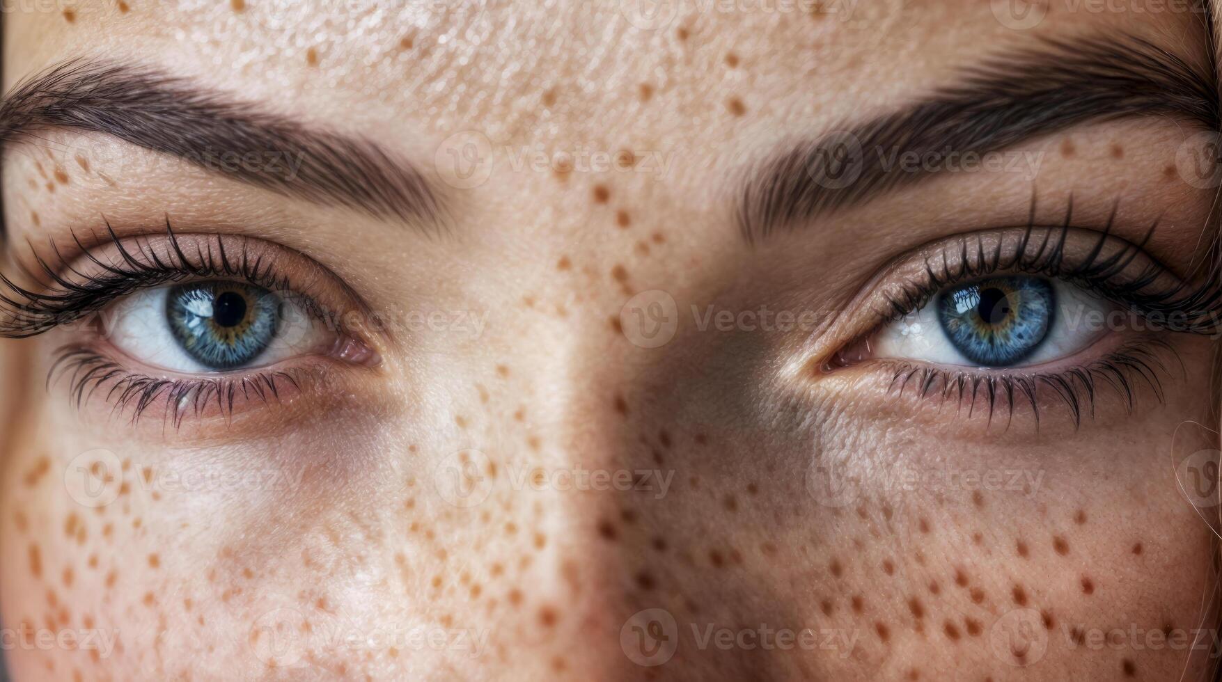 Close-up of Blue Eyes with Freckles photo