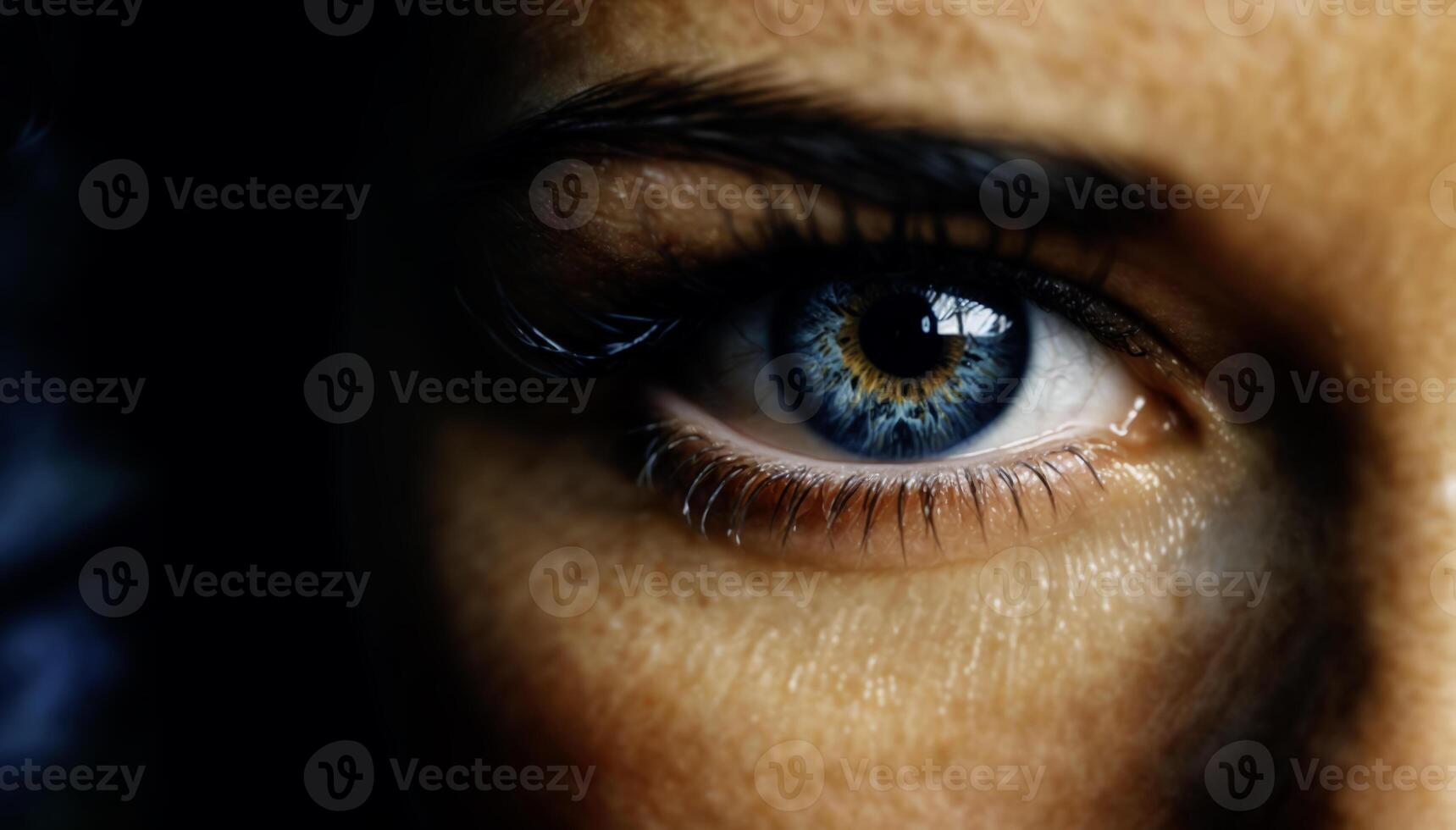 Close-Up of a Blue Eye with Detailed Iris photo