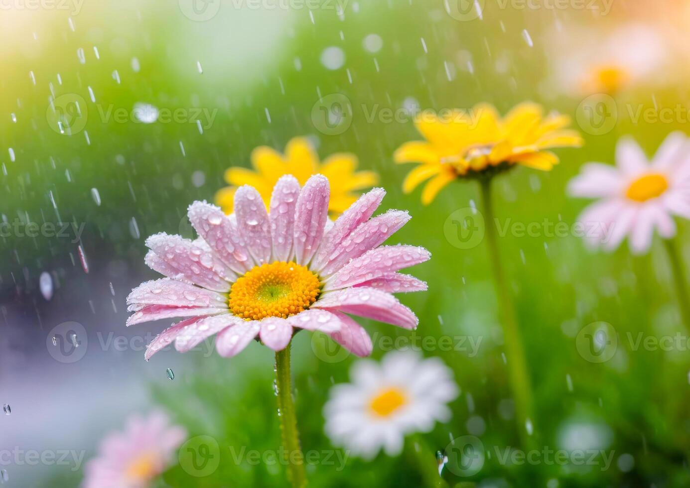 Daisies in the Rain. photo