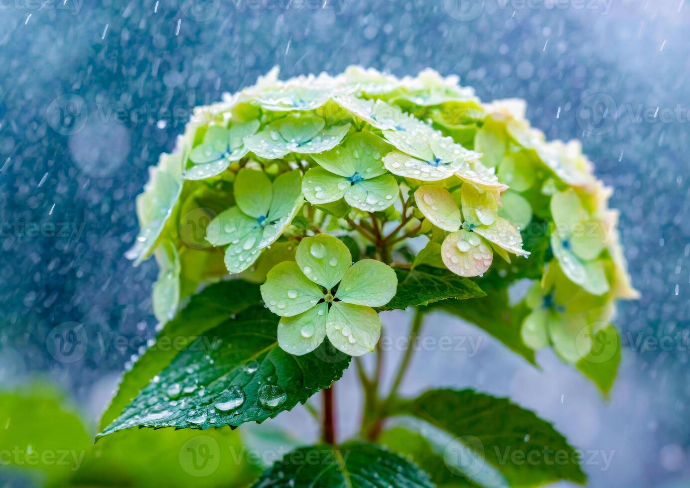 hydrangea in the rain photo