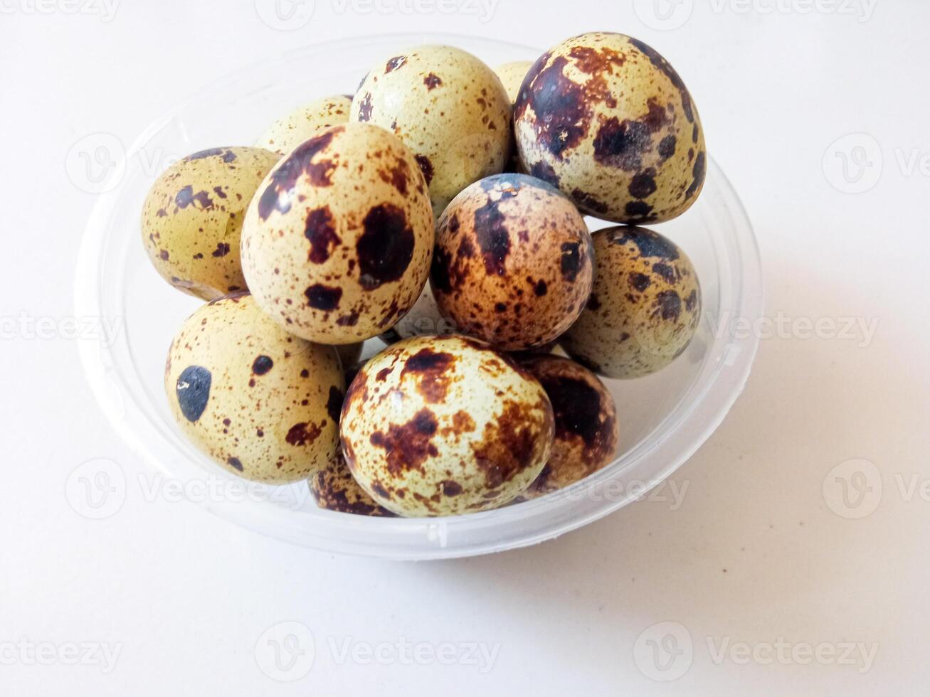 Quail eggs source of protein isolate on white photo