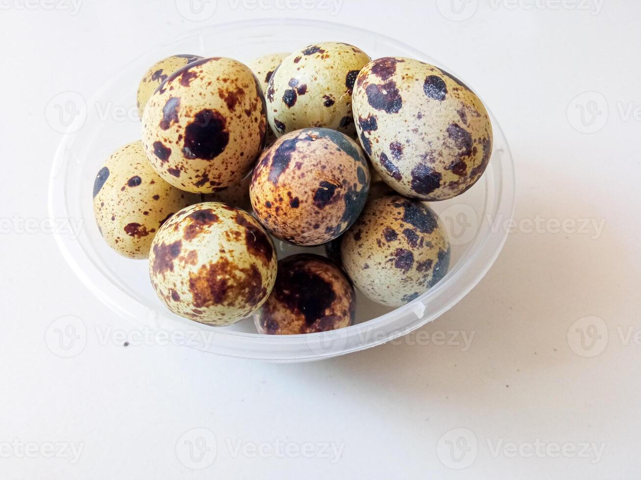 Quail eggs source of protein isolate on white photo