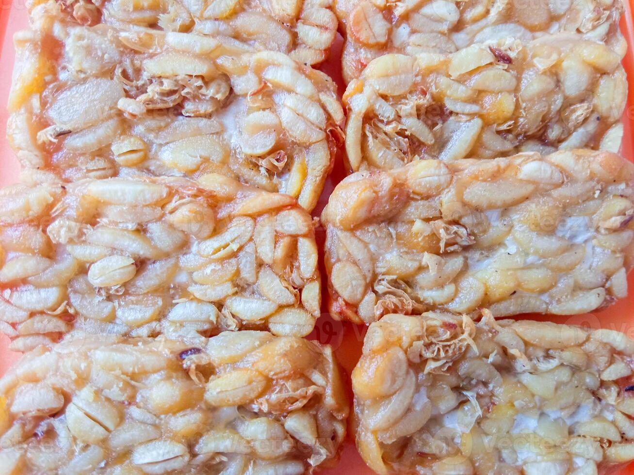 Close up texture of fried tempeh photo