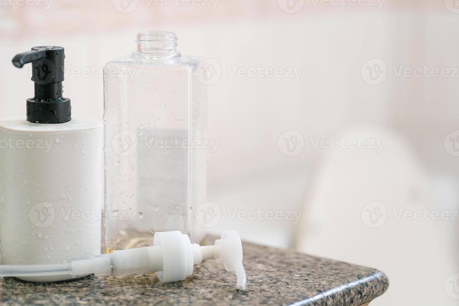 Refill to reduce plastic waste. soap or shampoo for refill. plastic bottles for refill liquid soap, shampoo and other products. Zero waste. Reuse reduce recycle concept. photo