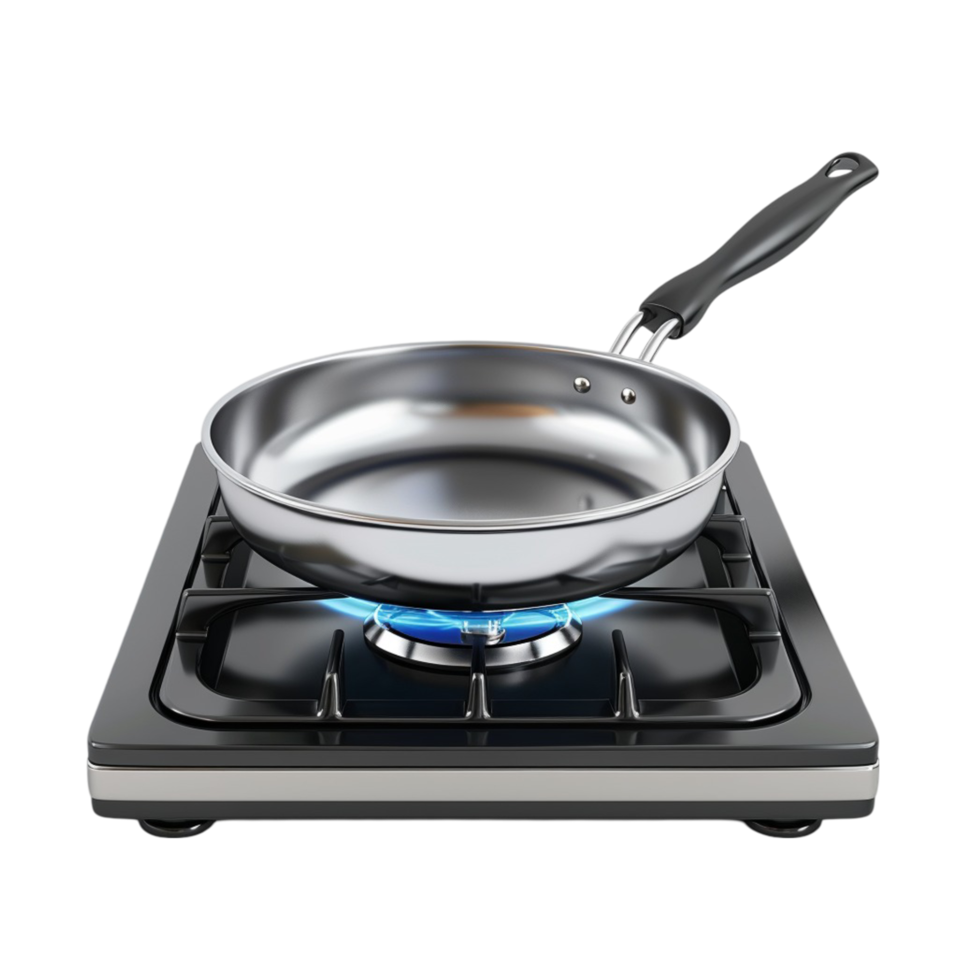Frying Pan on a Gas Stove On Transparent Background AIGenerative