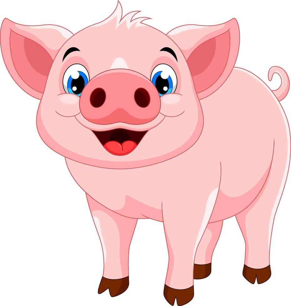 Cute pig cartoon isolated on white background vector