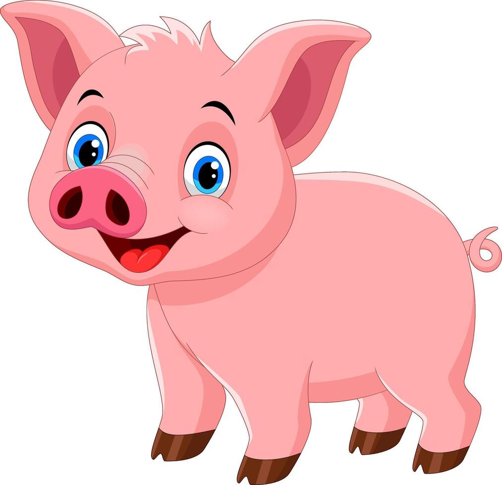 Cute pig cartoon isolated on white background vector