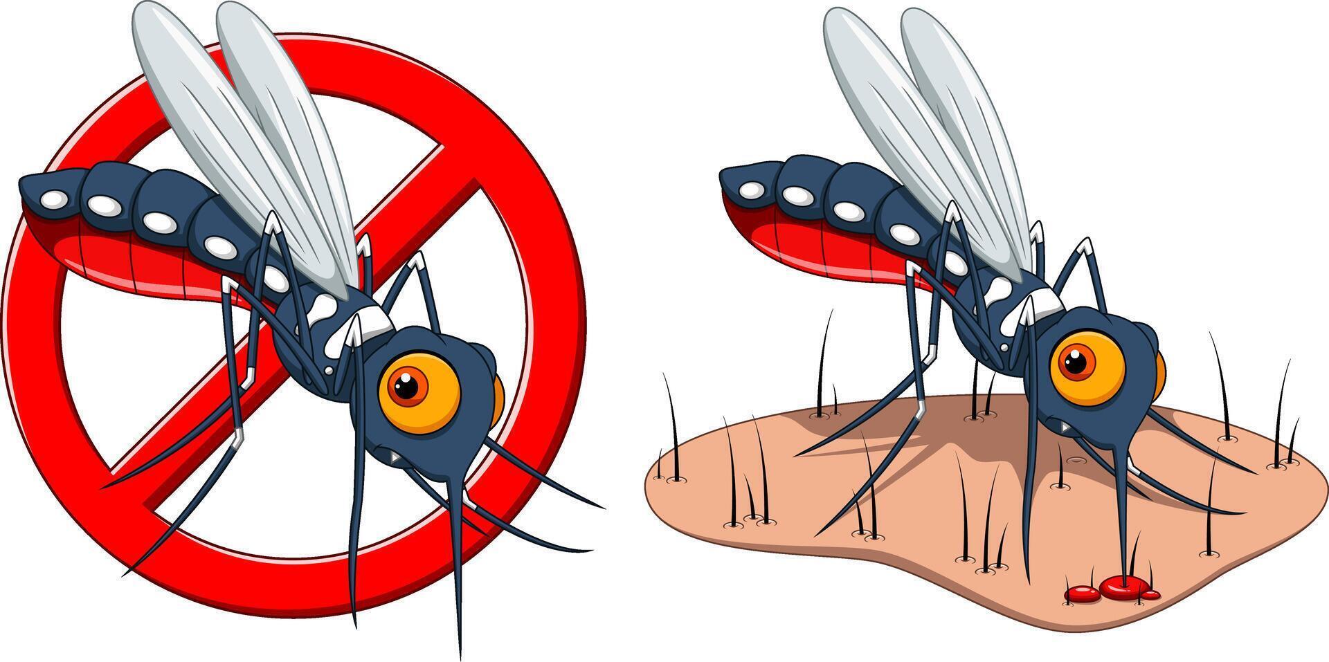 Stop mosquito cartoon isolated on white background vector