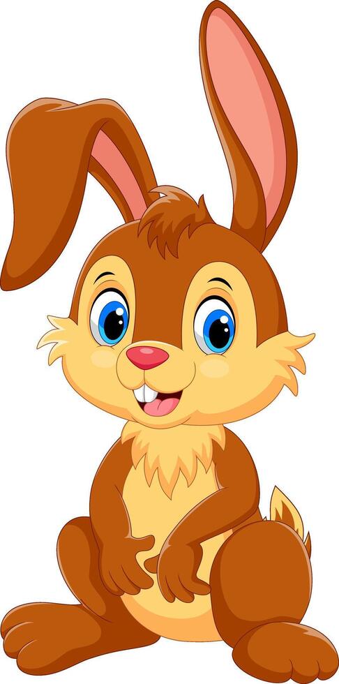 Cartoon cute rabbit isolated on white background vector