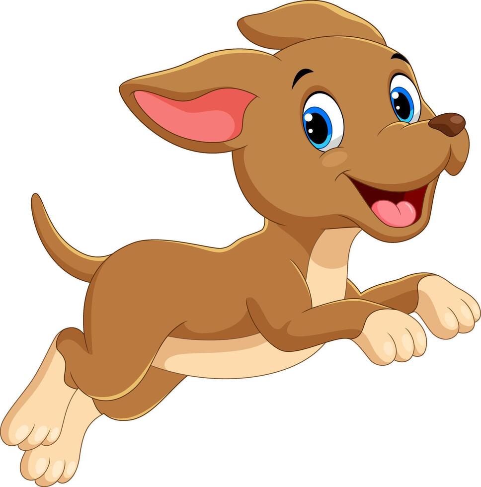 Cute dog cartoon running on white background vector
