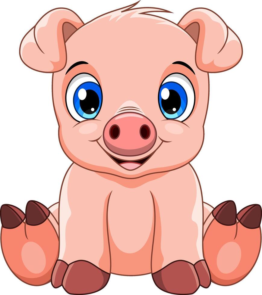 Cute baby pig cartoon isolated on white background vector