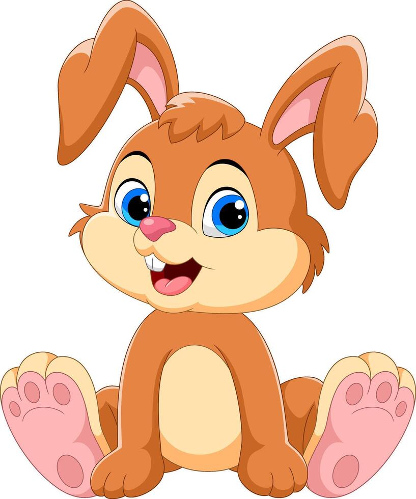 Cartoon cute rabbit sitting isolated on white background vector
