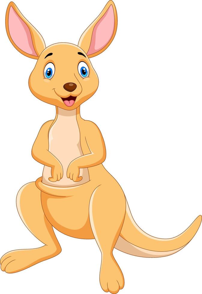 Cartoon funny Kangaroo isolated on white background vector