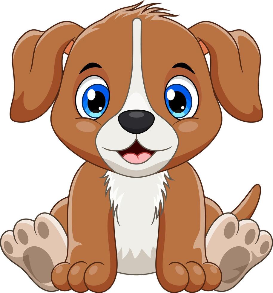 Cute little puppy cartoon isolated on white background vector