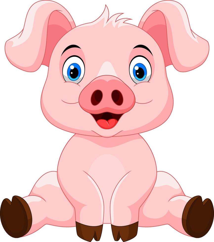 Cute pig cartoon isolated on white background vector