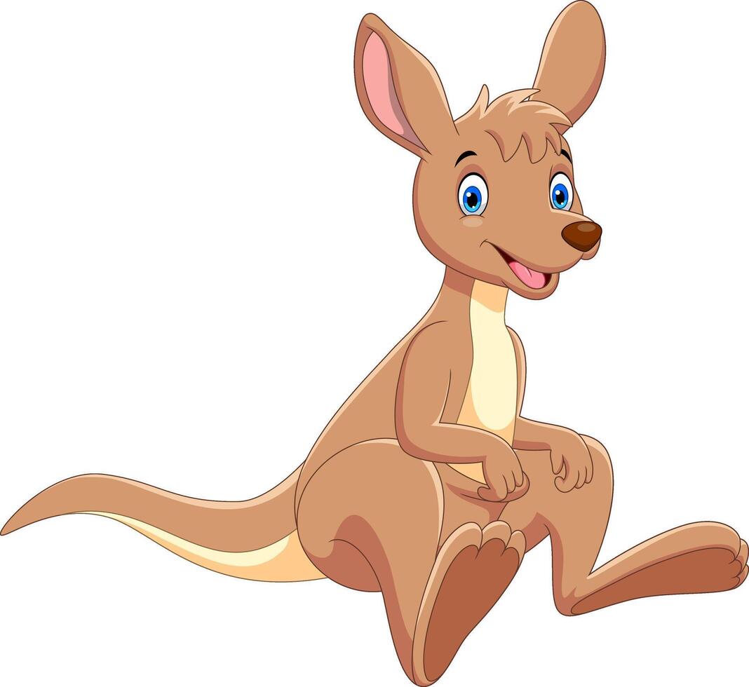 Cartoon funny Kangaroo isolated on white background vector