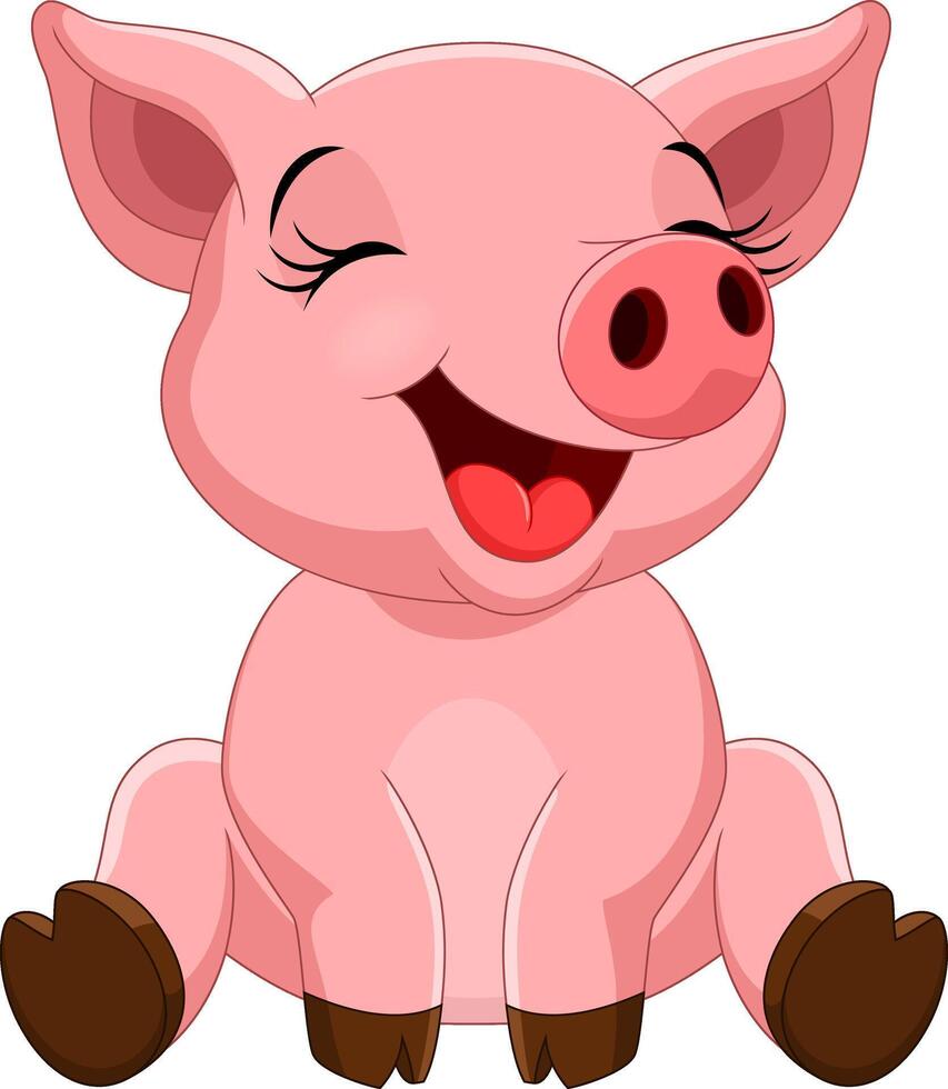 Cute pig cartoon isolated on white background vector