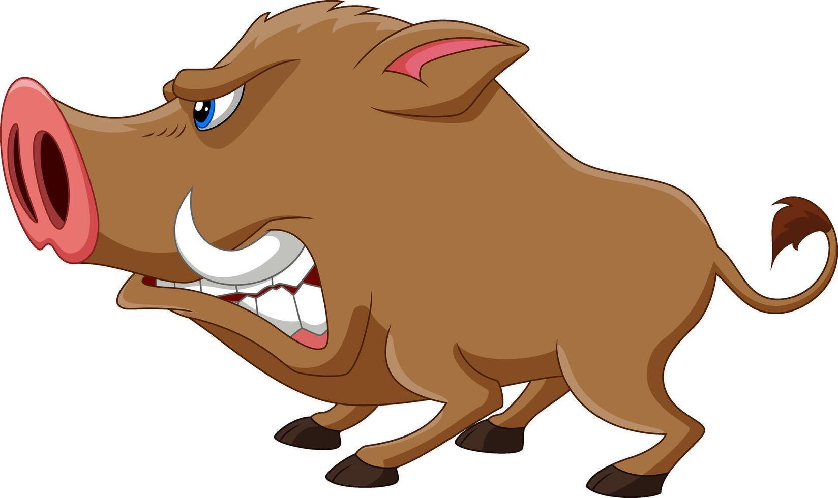 Cartoon funny wild boar on white background vector