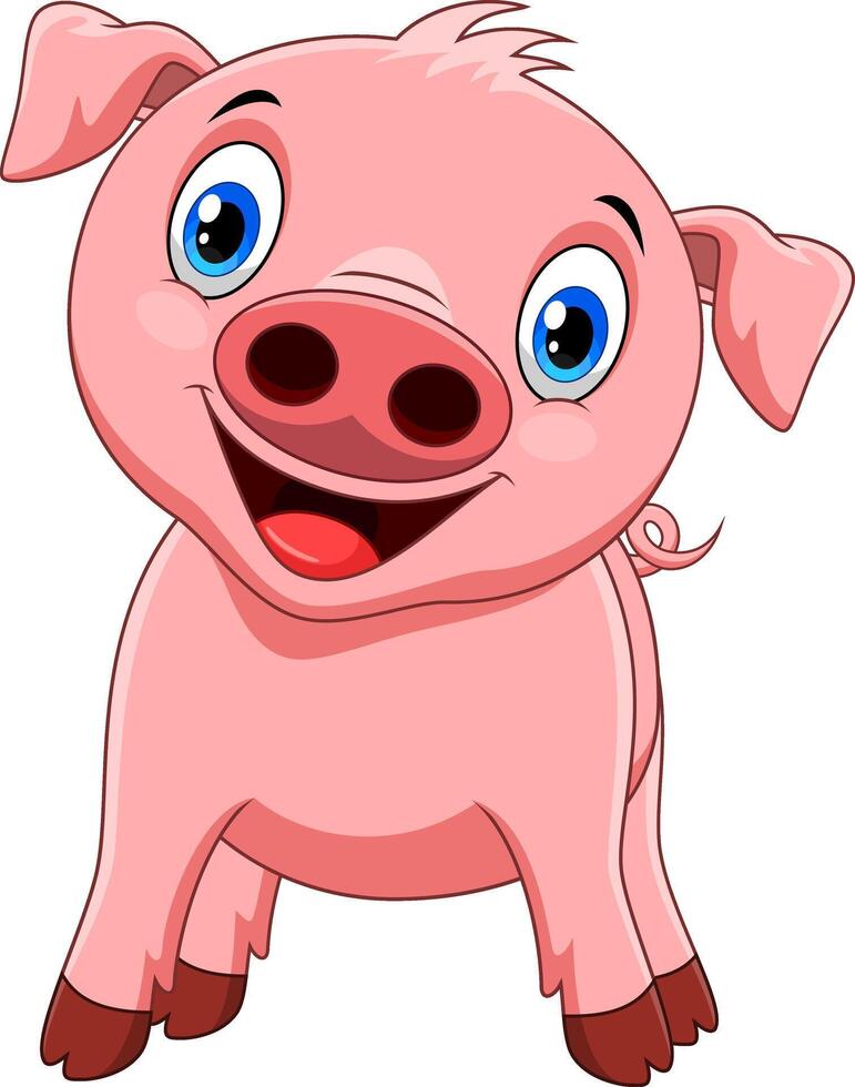 Cute baby pig cartoon isolated on white background vector