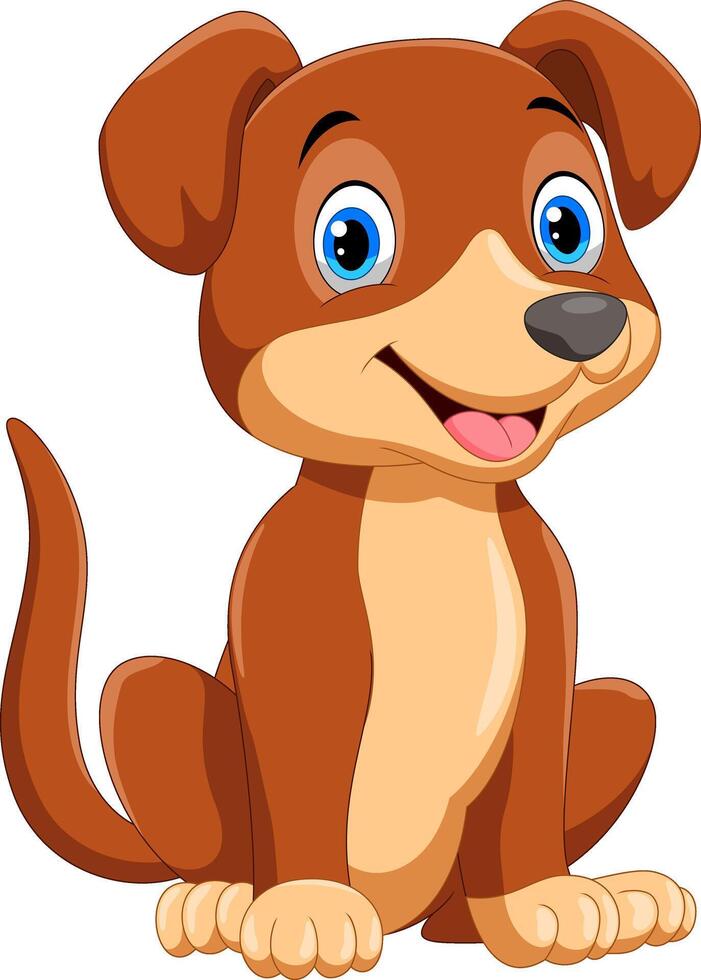 Cute little dog cartoon isolated on white background vector